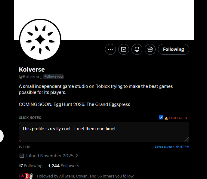 BSlickComposer's tweet image. Introducing Slick Notes™️ (for X!)

A Firefox add-on that allows you to privately add notes to X profiles in case you want to remember something specific about that person - coming soon (after it gets approved for the extension store) - it's free!