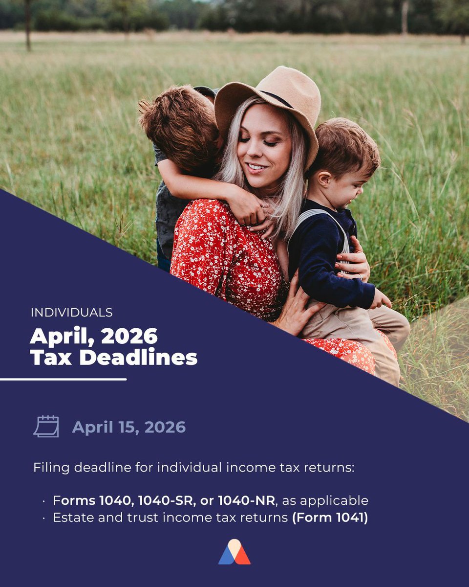 AimlonCPAPC's tweet photo. 📆 Businesses &amp; Individuals : April 15, 2026 Tax Deadlines 

💡 Learn more about your Tax Deadlines : https://t.co/2zF640mBtu 

#taxdeadlines #unitedstates #businesses #individuals https://t.co/fsLU8p955s