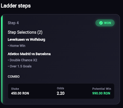 topscorebets's tweet photo. 🚀 BOOOOOOOOMMMMM 🔥🔥🔥

DAY 4 IS GREEN !!! 

We just turned 450 RON into 990 RON ✅

LADDER CHALLENGE 100 → 10,000 RON

Day 1 ✅  
Day 2 ✅  
Day 3 ✅  
Day 4 ✅ 

Profit locked again💰

The ladder is cooking… who’s ready for Day 5? Comment “DAY 5” 👇 https://t.co/qcQPMWPjD6