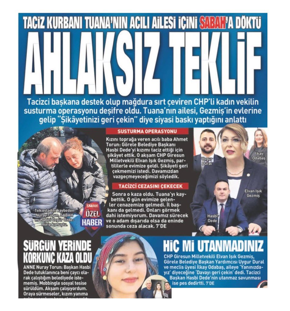 tolqahanerdoqan's tweet photo. 📌Eğer bu iddialar doğru ise derhal gereği yapılsın. CHP Milletvekili aleye gidip destek vereceğine, taciz olayını kapatmaya çalışmış. 

📌CHP’nin adına kara çalanlar, sizler CHP’li falan değilsiniz. Uşak’dan , Giresun’a bir avuç namussuzu koruyan düşkünlersiniz… https://t.co/aRo4ejWUQF