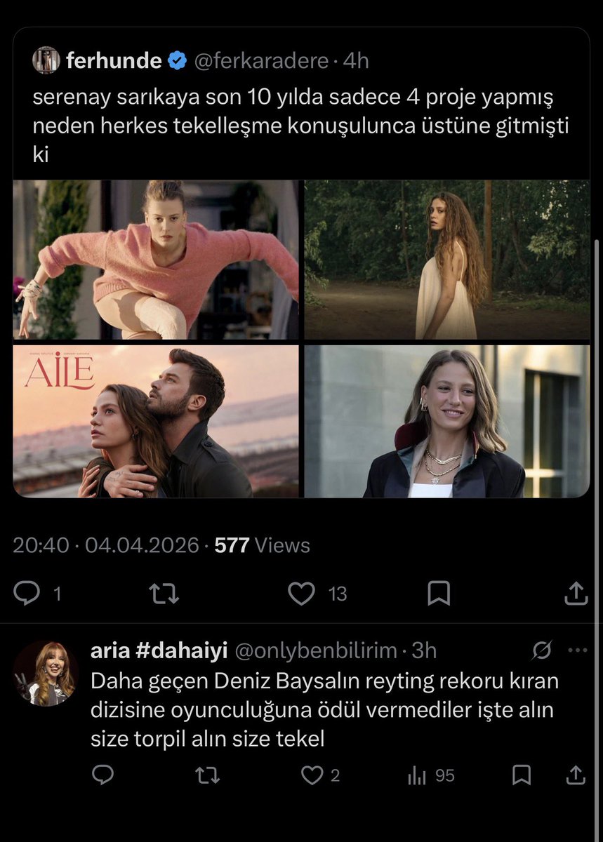 Who are they? Students? They gave this award to Demet, so now Demet has monopolized the sector? 
Poor Afra-Hande fan is totally brainwashed with envy and hatred 🤦🏼‍♀️
I hope your fake ass disappears from here in 3 months.