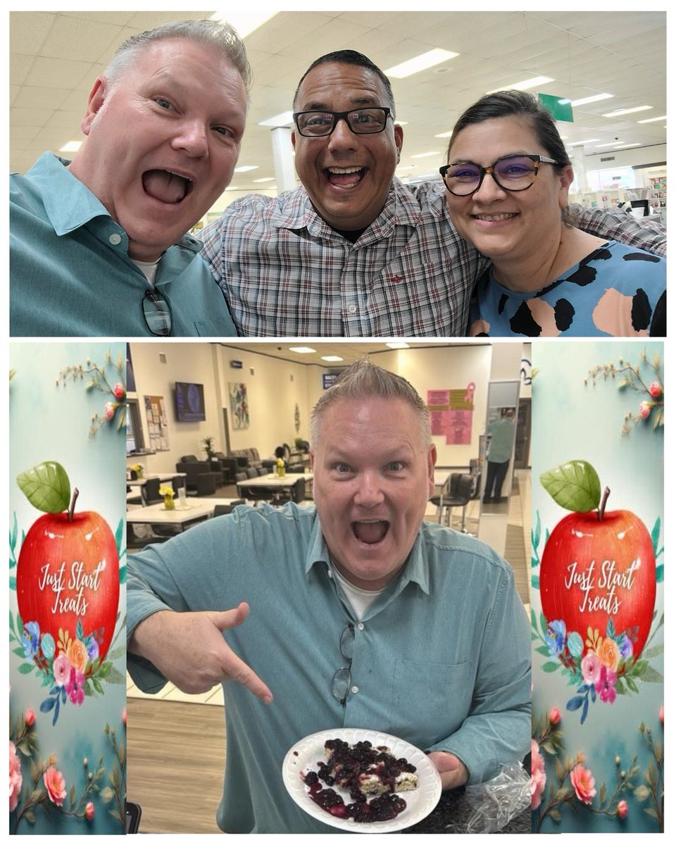 Great connecting with friends, Pastors Enrique Christine Sanchez, owners of "Just Start Treats" in El Campo, TEXAS today!  Enjoyed some iced brew ☕️ and blueberry scone! Snagged a banana nut chocolate chip muffin for the road! 😉 

Enjoyed great fellowship indeed ~ too! BAAM! 💥