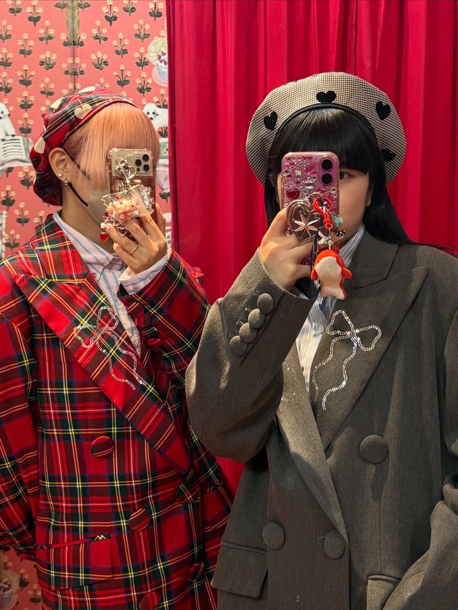 ?️OPEN?️ ?ハートチェックベレー帽(RED,BLACK) ¥10,780(¥9,800 