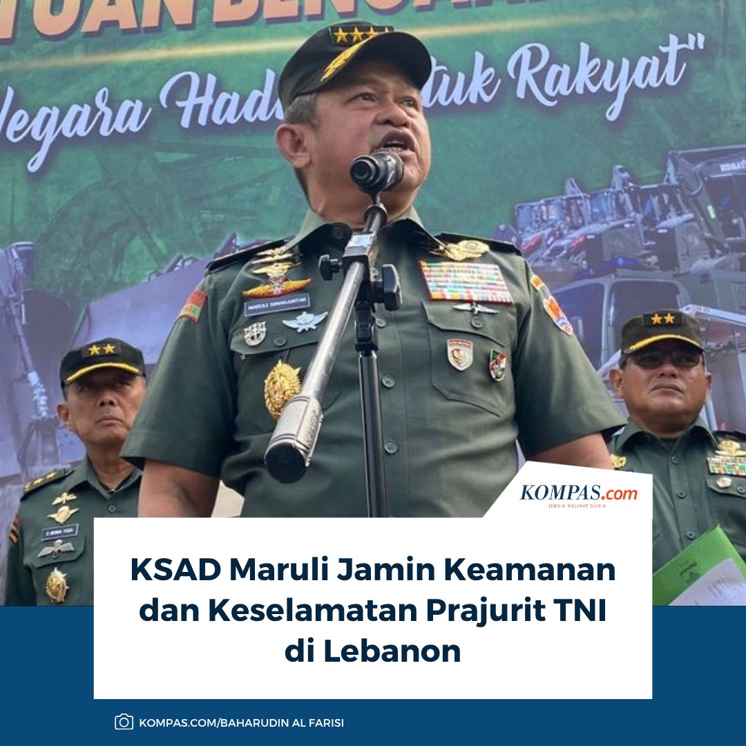 kompascom's tweet photo. Kepala Staf Angkatan Darat (KSAD) Jenderal Maruli Simanjuntak memastikan TNI telah memiliki standar operasional prosedur (SOP) yang mengatur tindakan prajurit dalam kondisi tertentu di lapangan.

Baca di sini: https://t.co/5VBe2w4NnX

~AA #KSAD #Lebanon #TNI https://t.co/BaUJeJ83Uz
