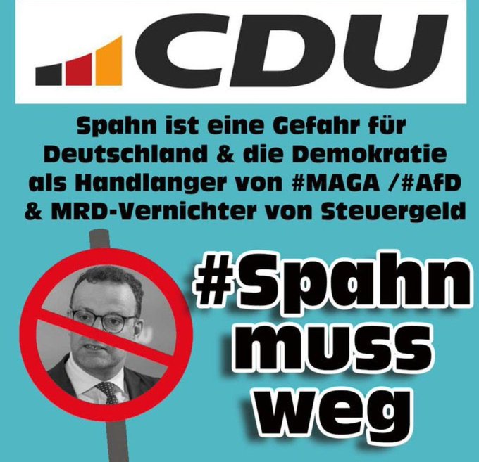 Nein, <a href="/jensspahn/">Jens Spahn</a> , wir vergessen nicht, auch nicht an Ostern:
Jeden Tag erinnern wir an den
#Spahnrauswurf
und
#Spahnuntersuchungsausschuss
Wir wollen dich höchstens noch vor selbigem oder am Besten vor Gericht, sonst aber nirgends mehr sehen!