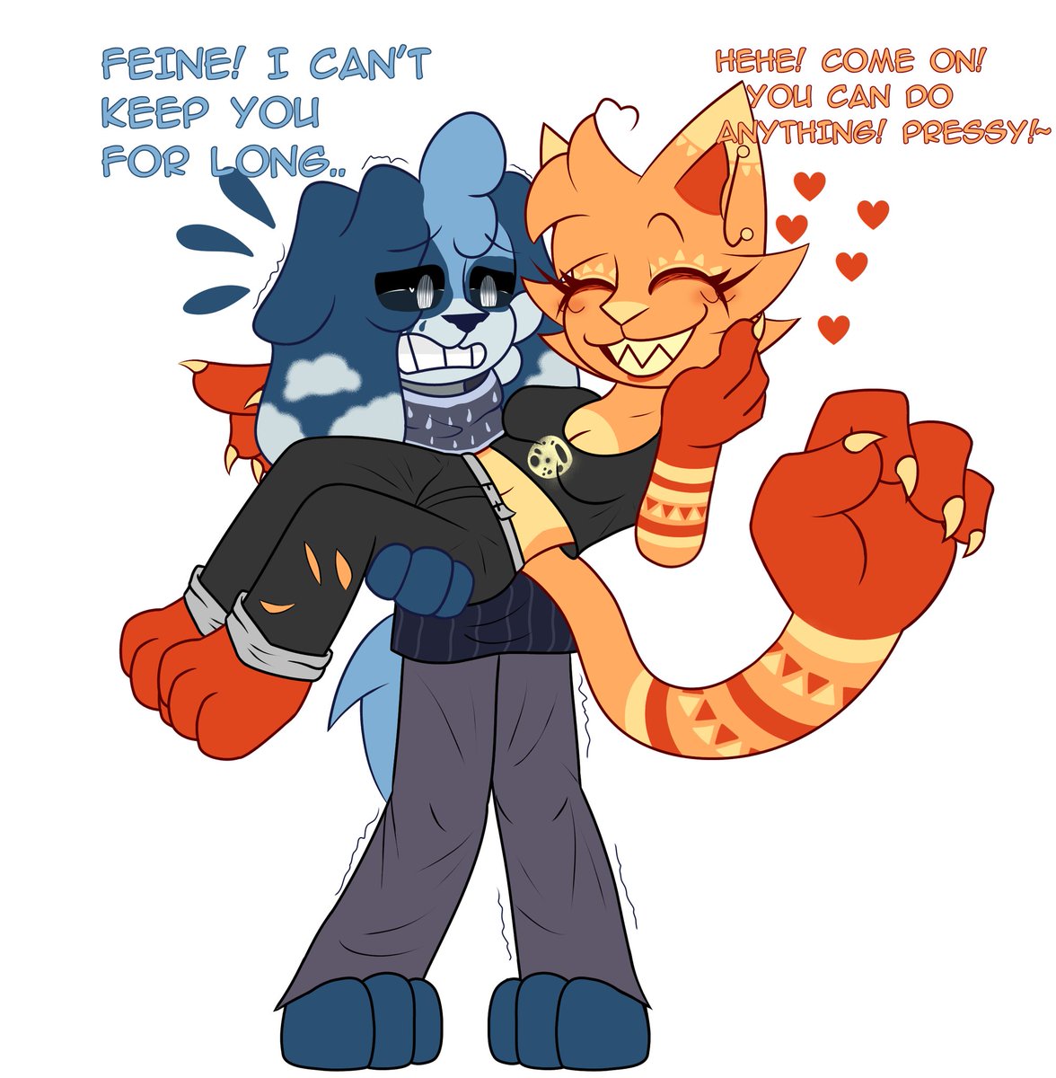 mihanik456's tweet image. I can't stop drawing these two!! I love them so much! Hehe...They're very cute!
Another gift for @Angel8309214753 
#catfeine #dogpressed  #frowningcritters #frowningcrittersAU