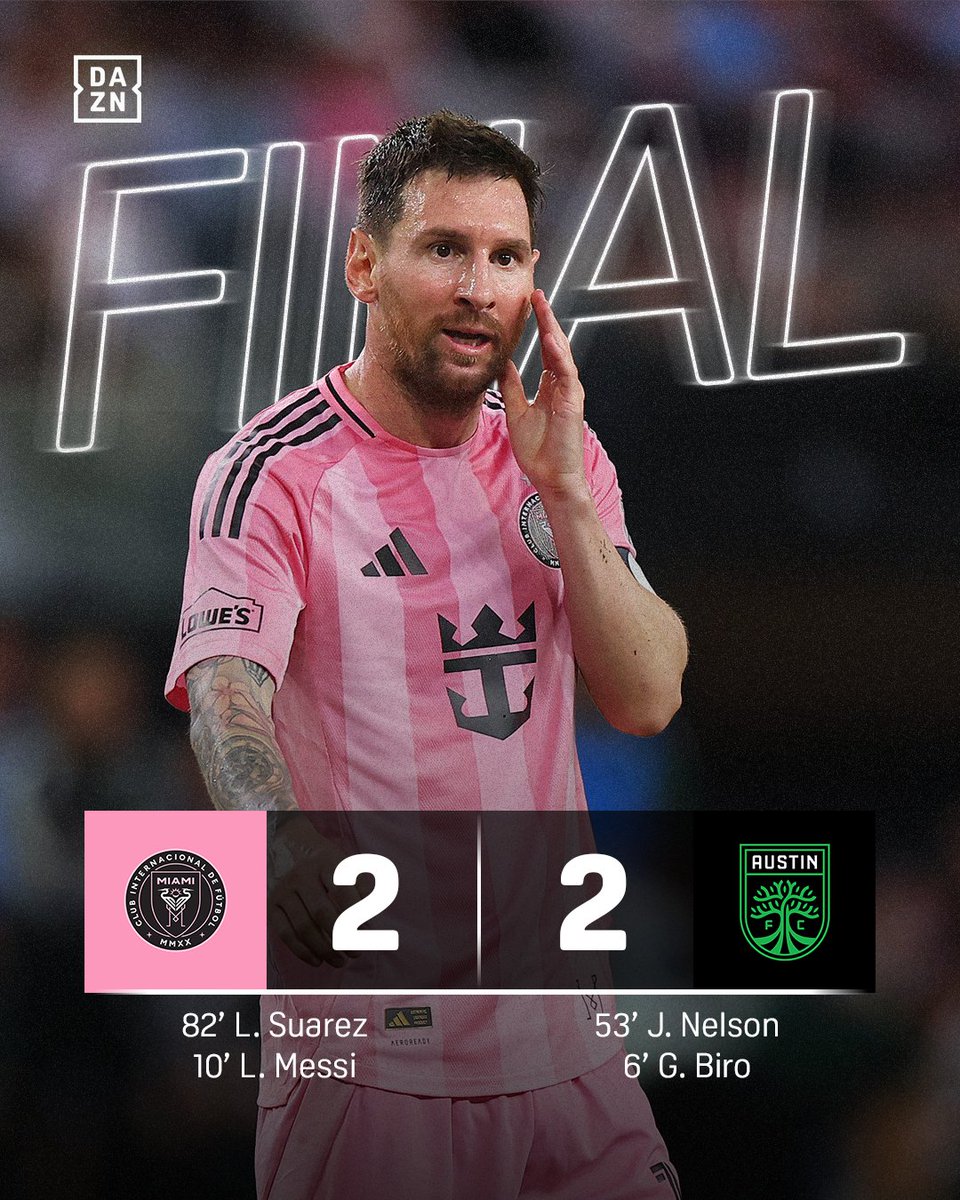 DAZNFootball's tweet image. Bittersweet scenes in Miami. 🏟️

Messi and Co. couldn’t turn momentum into a win in the opening match at Nu Stadium. 🦩 #MLS
