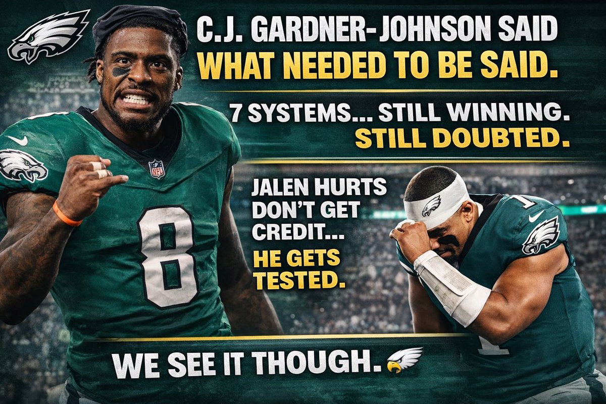 CJ said what a lot of people scared to say.

7 systems… still winning.
Still doubted.

Jalen Hurts don’t get credit… he gets tested.

🦅