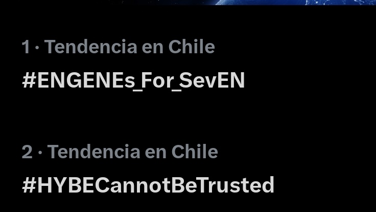 GRACIAS CHILENOS POR TANTO

#ENGENEs_For_SevEN
#HYBECannotBeTrusted