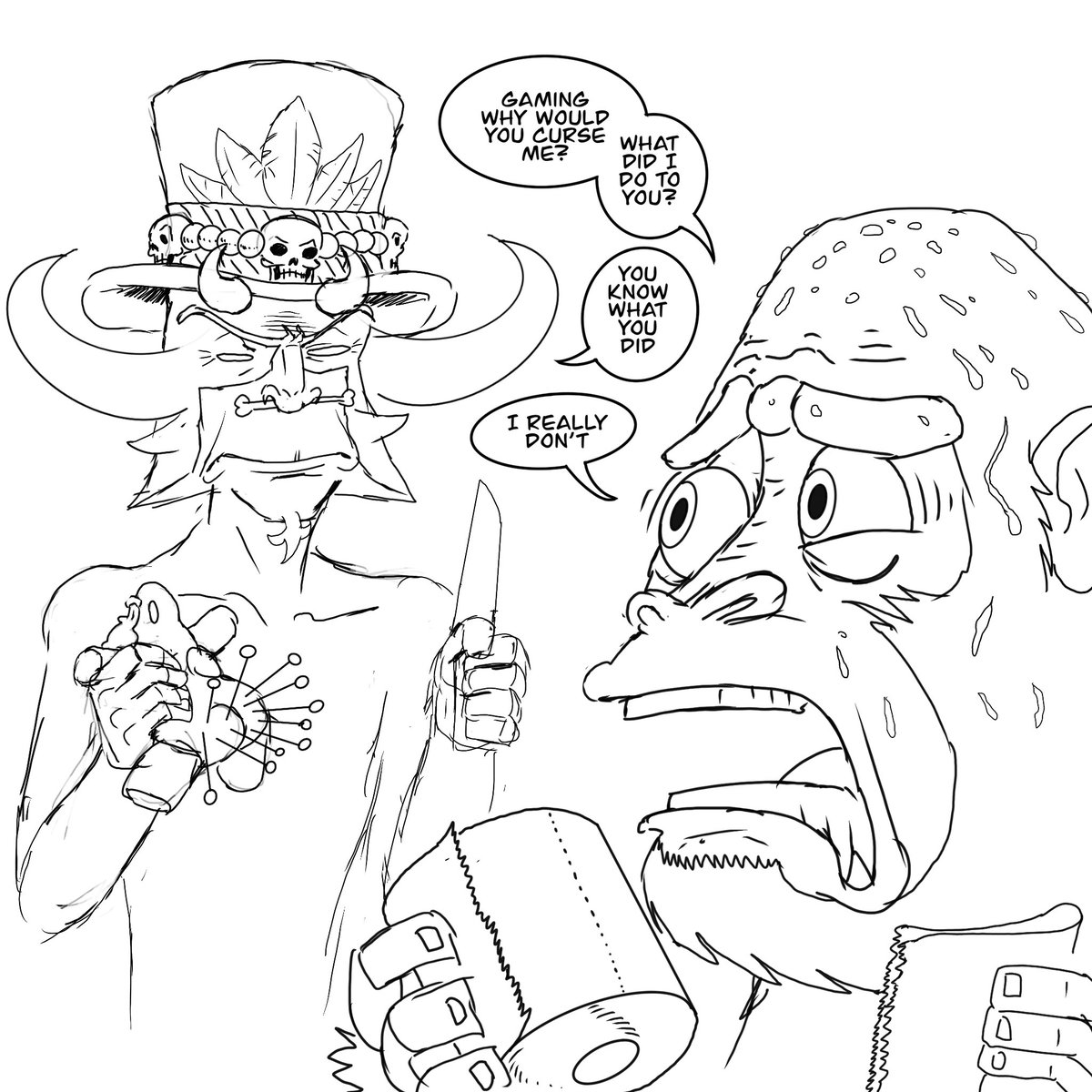 That mad man <a href="/Games_And_Yells/">Gaming And Yelling</a> cured me and I have no idea why. #drawing #doodle #witchdoctor #voodoo
