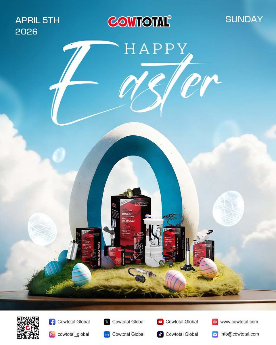 CowtotalGlobal's tweet photo. Wishing You a "Egg-stra" Special Easter! 🐰✨

Happy Easter to our amazing community! 🌸 It’s a time for joy, family, and fresh starts.

#Easter #HappyEaster #EasterSunday #COWTOTAL #AutoParts #RoadTripReady #SpringVibes #EasterEggs https://t.co/NA4XgK4kd6