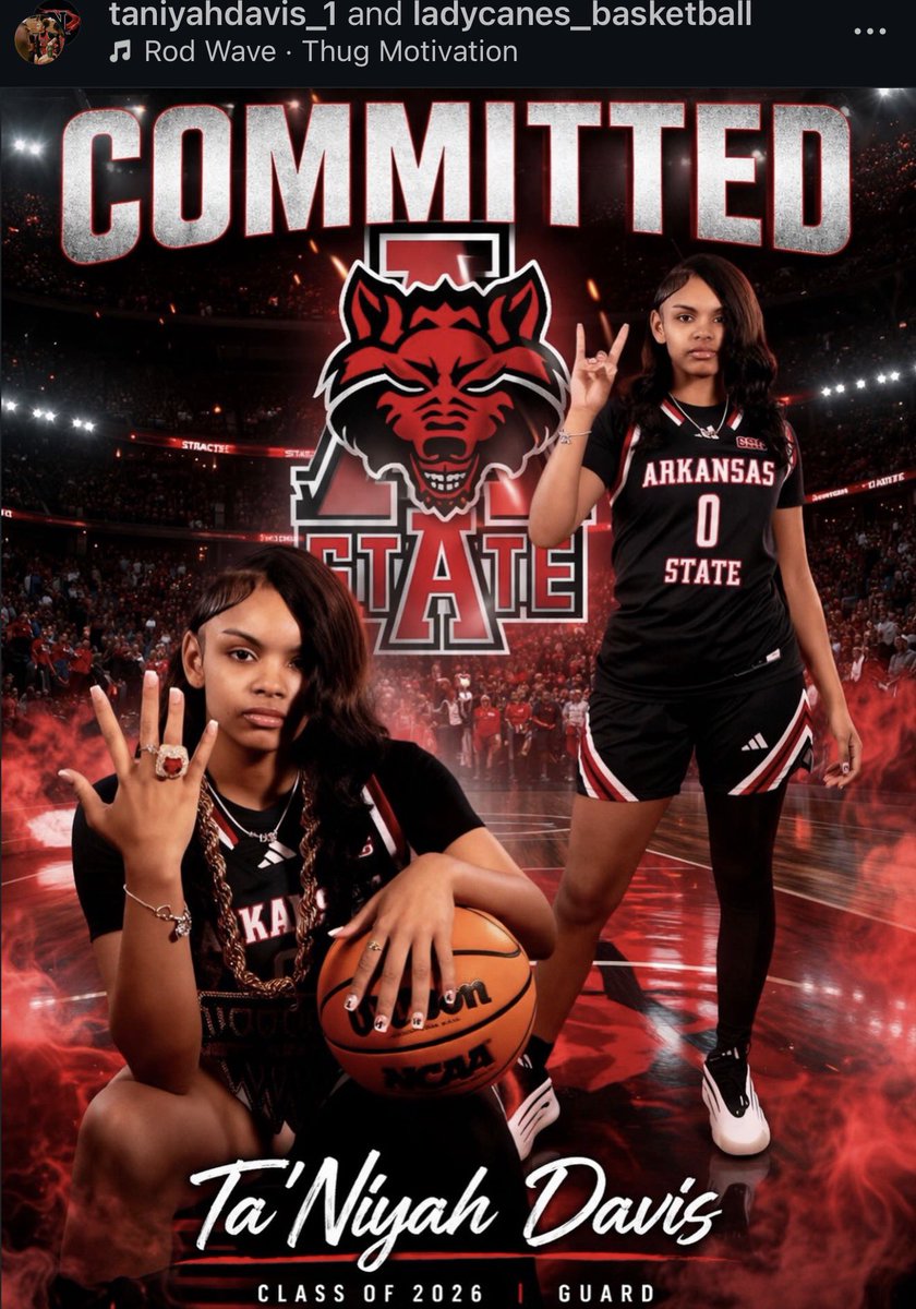 CadeCarlton's tweet photo. ⭐️⭐️⭐️⭐️

Ta’Niyah Davis, ranked a 4 star recruit by ESPN, has committed to @AStateWB.

Scored over 1,000 points for her career and had a school record 42 points in December. 

The 5’9 Guard is the 2nd commit in the 26 class, and the first high school commit. 

#NetsAintFree https://t.co/U1ATV6LLWF