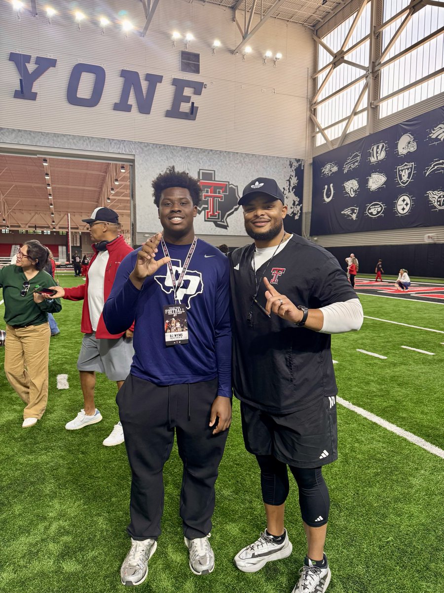 Had a great time today <a href="/TexasTechFB/">Texas Tech Football</a> spring practice.  Thank you for the football knowledge and hospitality. #Wreckem #WeAreCP
SPRING IS ⬇️
<a href="/TWCPFootball/">College Park Football</a> 
<a href="/JoeyMcGuireTTU/">Joey McGuire 🌵</a> 
<a href="/CoachJaye__/">Imarjaye Albury</a> 
<a href="/jkbtjc_53/">James Blanchard 🌵</a> 
<a href="/coachfreddiej/">Freddie Johnson</a> 
<a href="/coachburo/">Michael Buro</a> 
<a href="/ChrisBillings54/">Chris Billings</a> 
<a href="/Coach_Howard10/">Stephen Howard</a> 
<a href="/CPFBRecruiting/">College Park FB Recruiting</a>