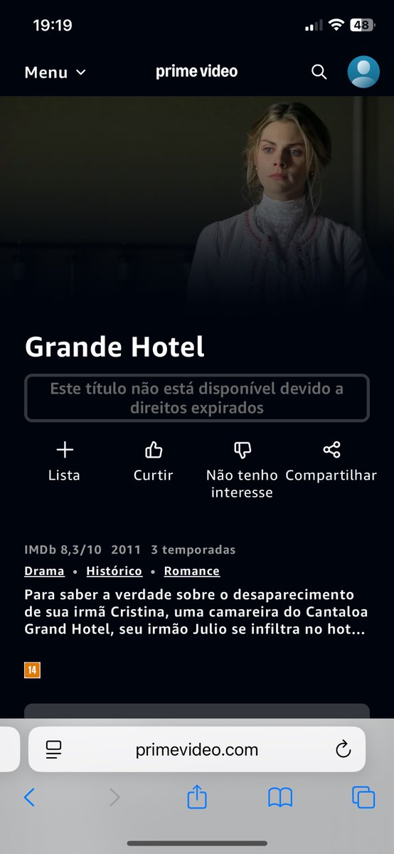 lenerev's tweet photo. So queria assistir Gran Hotel de novo, mas não tem mais na Netflix, nem Amazon, Disney e nem na Pluto Tv. Que inferno https://t.co/IR2vkwVNK5