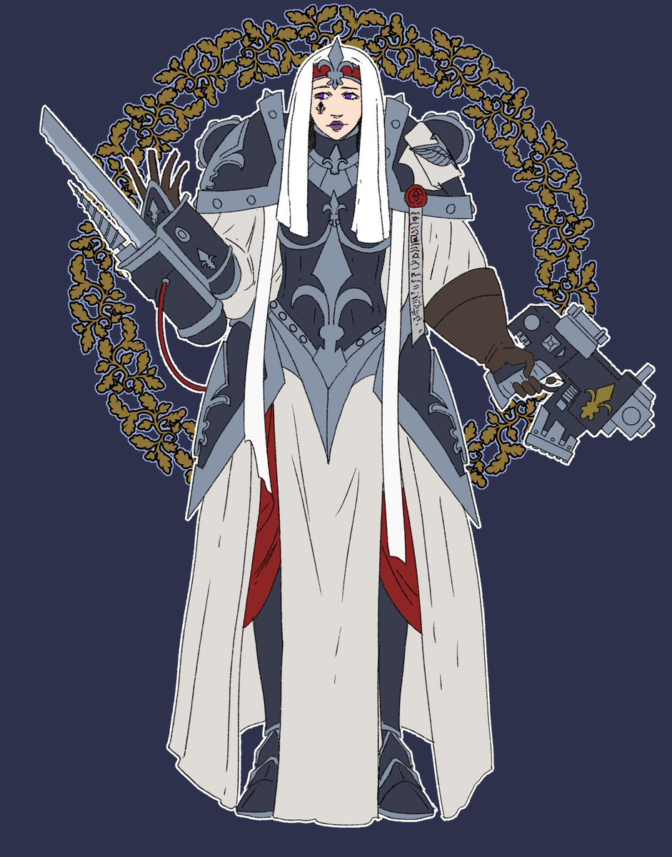 Sister Albachiara, an Hospitaller that is stranded on a Rogue Trader Ship. She is so kind it's almost uncanny.