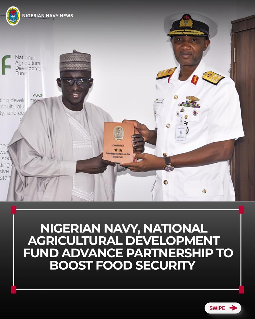NigerianNavy's tweet image. NIGERIAN NAVY, NATIONAL AGRICULTURAL DEVELOPMENT FUND ADVANCE PARTNERSHIP TO BOOST FOOD SECURITY

#NigerianNavy
#OnwardTogether
#FoodSecurity
#militaryagriculture