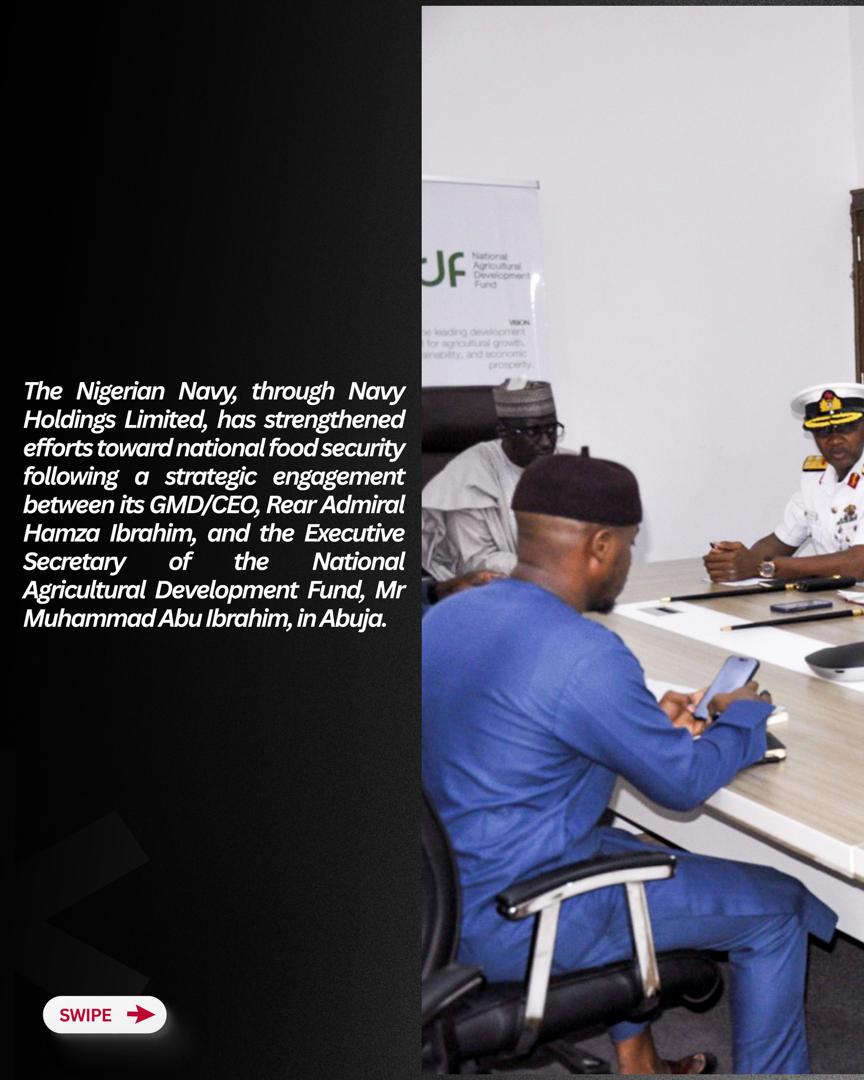 NigerianNavy's tweet image. NIGERIAN NAVY, NATIONAL AGRICULTURAL DEVELOPMENT FUND ADVANCE PARTNERSHIP TO BOOST FOOD SECURITY

#NigerianNavy
#OnwardTogether
#FoodSecurity
#militaryagriculture