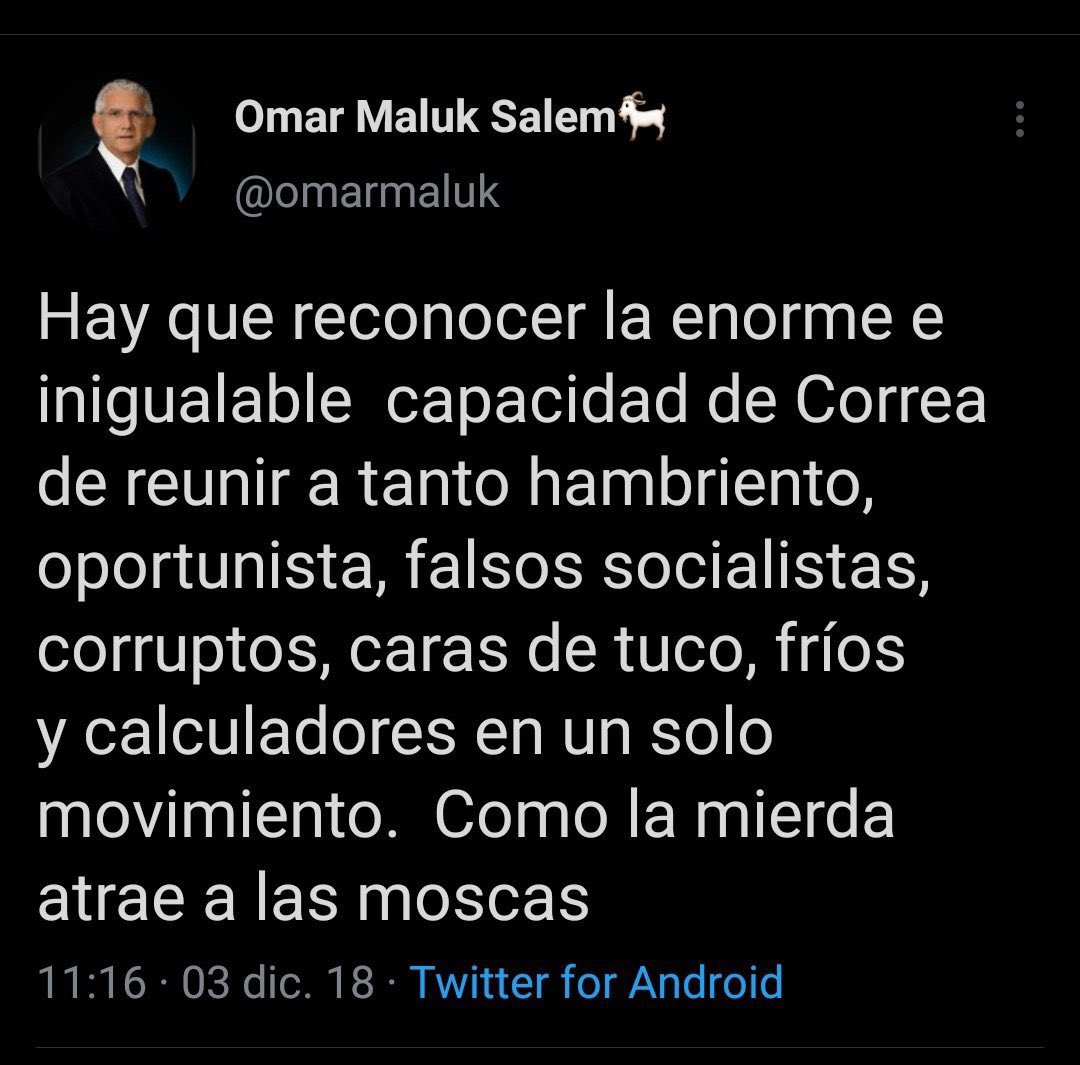 ozzdur's tweet photo. @LucioGutierrez3 Asqueroso oportunista, ya estás quemado trompudo.
Tienes una voracidad por seguir aprovechandote de lo ajeno...
#corrupto
#Sinverguenza
#Ladron https://t.co/DPGyBIVadI