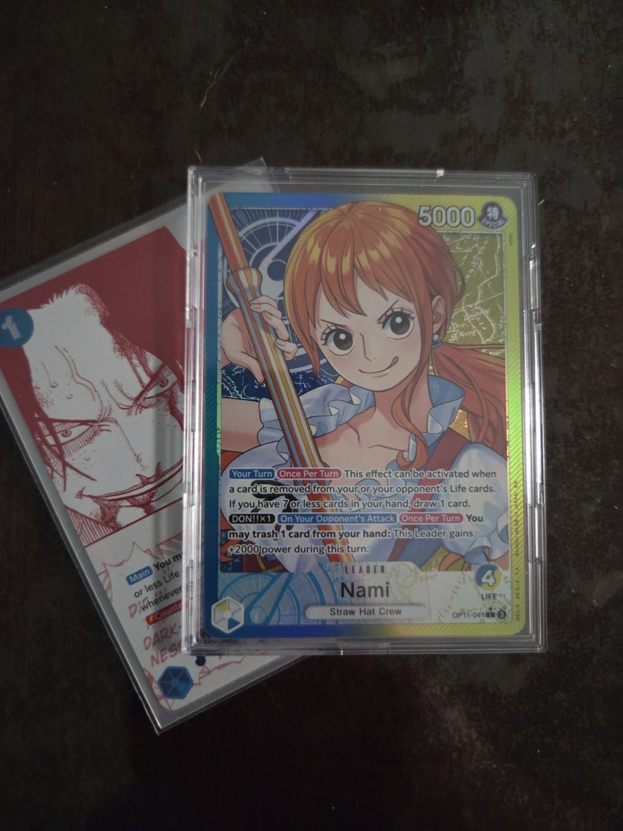 zelpharz's tweet photo. Huzzah last Op14 Store CS
x-2 as UY Nami
Could have played mirror better but still happy with results. 
✅PY Rosi(won dice went 1st)
✅RU Ace(won dice went 2nd)
❌ UY Nami(lost dice went 2nd) 
✅UP Luffy(won dice went 2nd)
❌ RU Ace(lost dice went 1st) https://t.co/DO25Fzg7Bf