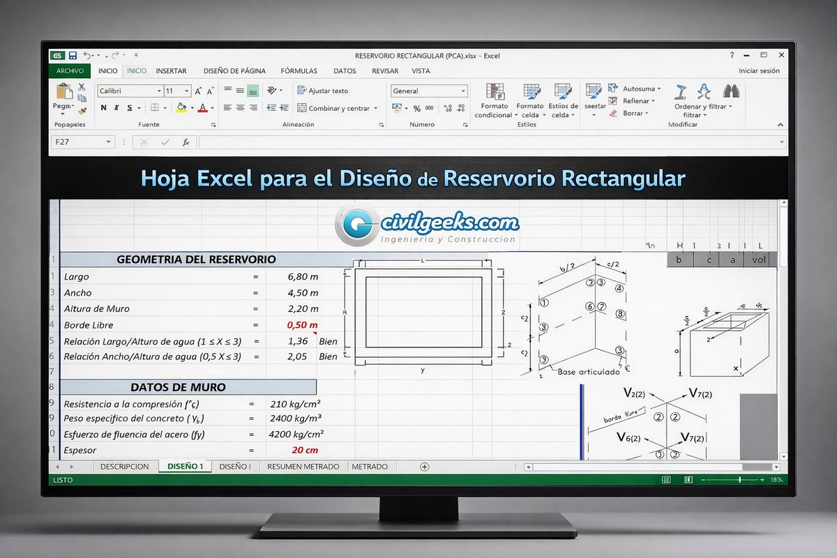 CivilGeeks's tweet photo. ✅ 𝐓𝐎𝐃𝐎 𝐄𝐍 𝐔𝐍 𝐒𝐎𝐋𝐎 𝐋𝐔𝐆𝐀𝐑:
➖ Metrado de cargas y presiones.
➖ Análisis estructural de paredes.
➖ Planilla de acero y refuerzo.
➖ Resumen de cantidades de obra.  
👉 https://t.co/n75YdRR4AZ

#ExcelGratis #Estructuras #Hidraulica #CivilGeeks #ViralPost https://t.co/55TFTruUE7