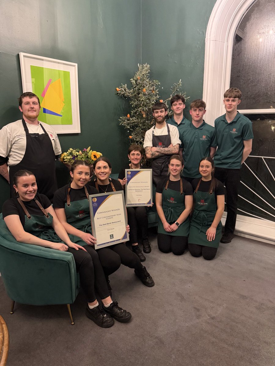 TheRedBank's tweet photo. We’re so grateful to share some wonderful news from this week’s @restawards Regional Finals 🎉

Delighted to win Best Contemporary Irish Cuisine &amp; huge congratulations to Catherine Rooney on her Employee Excellence Award, so well deserved 👏

#irishrestaurantawards #tasteleitrim https://t.co/WUVWaiOiS4