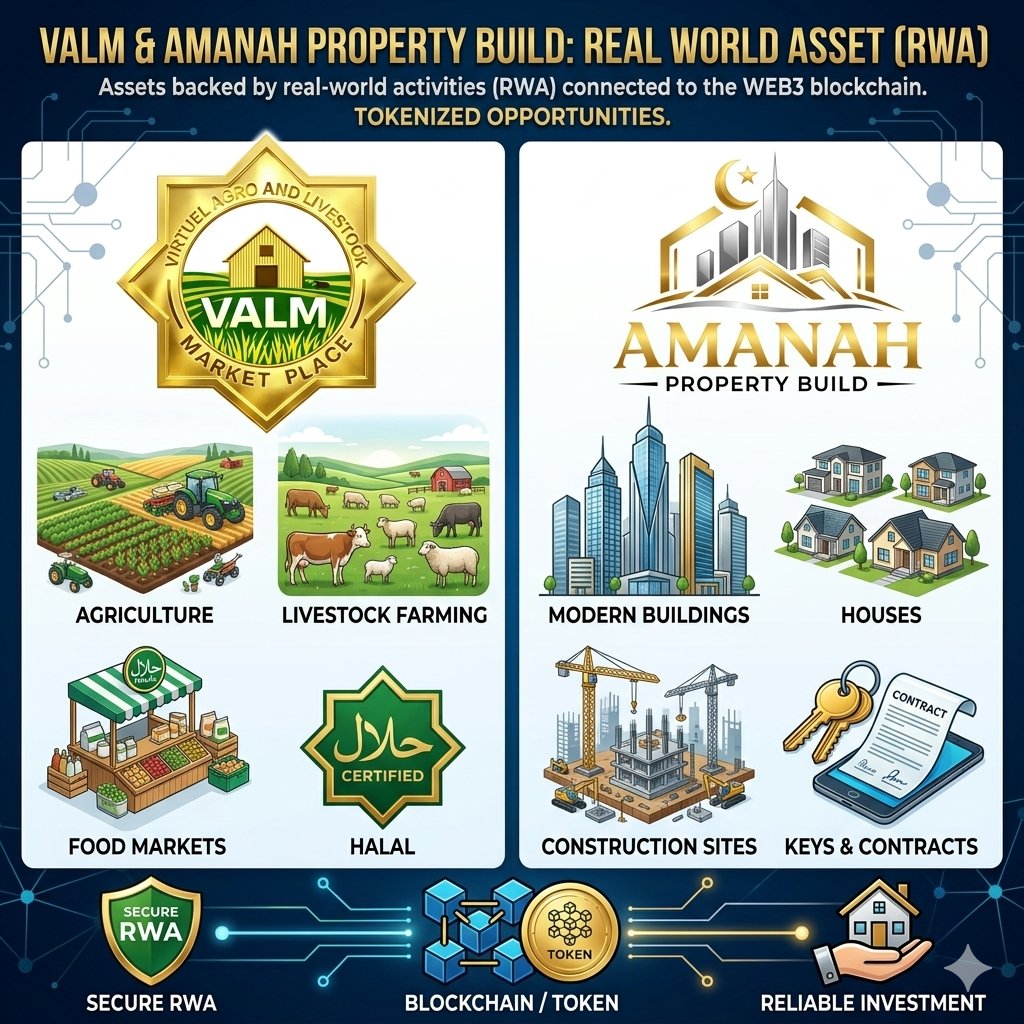 ValmOfficiels's tweet photo. The VALM and AMANAH PROPERTY BUILD tokens are backed by real activities in agriculture, livestock farming, and real estate. 🚀
A strong economic potential and solid credibility in Islamic finance for a sustainable future. 🌱🏠
#RWA #FinanceIslamique #VALM #AmanahPropertyBuild https://t.co/qjnWcqRs8B