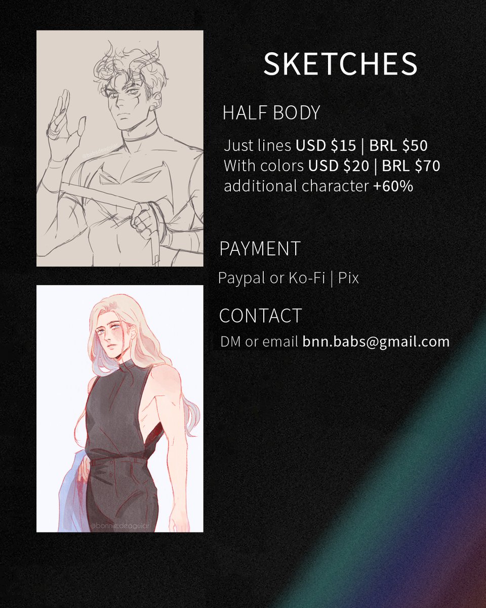 BabsdeAguiar's tweet photo. ✨Commission info✨
There's no YCH this time, but we have lower price sketches!
_
These prices are for personal use only and You can use the artwork however you like, as long as you respect this; Contact me for information regarding commercial use.
____
#commissionsopen https://t.co/Yog2xGnEuY