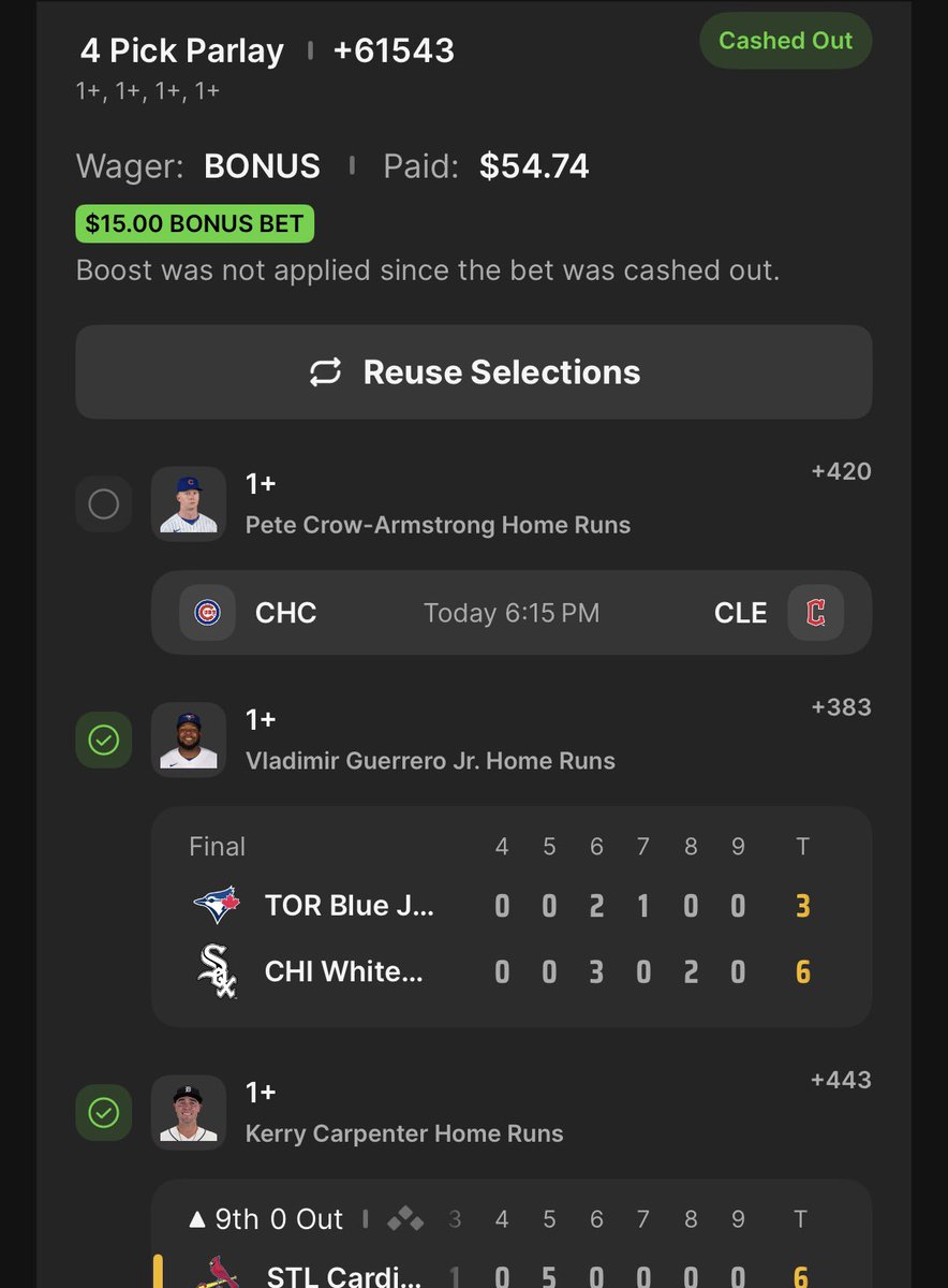 GoldenGambl3's tweet photo. Big winners today, and sometimes you gotta take the cash

Told you someone would homer! 2/3 https://t.co/d4eU8OE3Bd