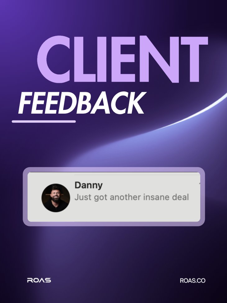 roas's tweet photo. One of the best messages we got 👀

That’s the outcome of a system that’s working.

Not just generating leads…

But converting them into real opportunities and revenue.

When the right traffic meets the right structure, results follow.

More deals.

More consistency.

More momentum.

#ROAS #ClientFeedback #LeadGeneration #SalesSystems #BusinessGrowth