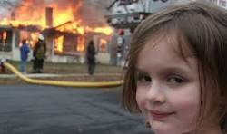 usc8789's tweet photo. @scott_fowler Also shoutout Tessa for unintentionally recreating the Disaster Girl meme. https://t.co/JS5psbyl2W