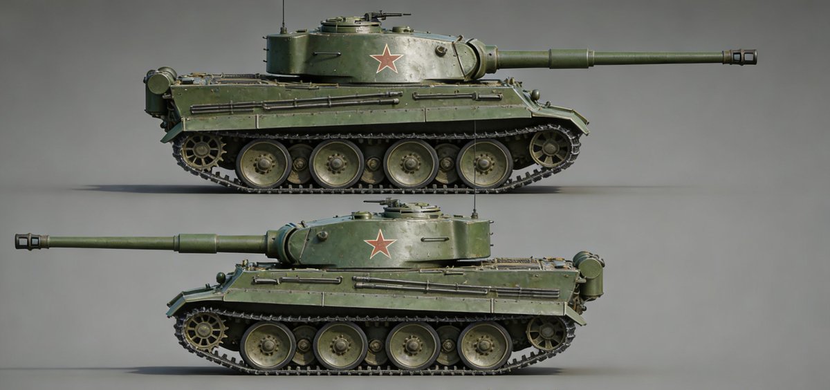 zhxhrzs's tweet photo. I asked AI to give me a Soviet style Tiger tank. So, it gave this one to me.🤣#tank #tigertank #tiger #Soviet #worldoftanks #warthunder https://t.co/As4hAiN2XA