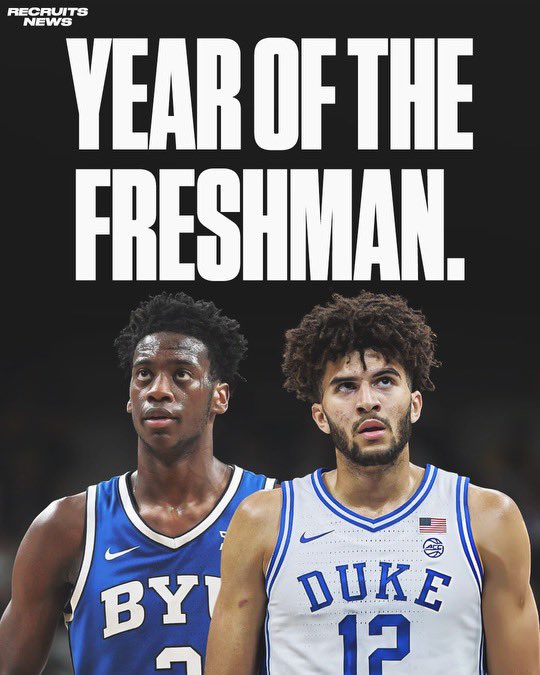 CBKReport's tweet photo. This freshman class took over college basketball.

A freshman won 4 of the 5 positional awards this season:

PG — Darius Acuff Jr.
SG — Keaton Wagler
SF — AJ Dybantsa
PF — Cam Boozer

A generational class. https://t.co/9v27Sx8NLg