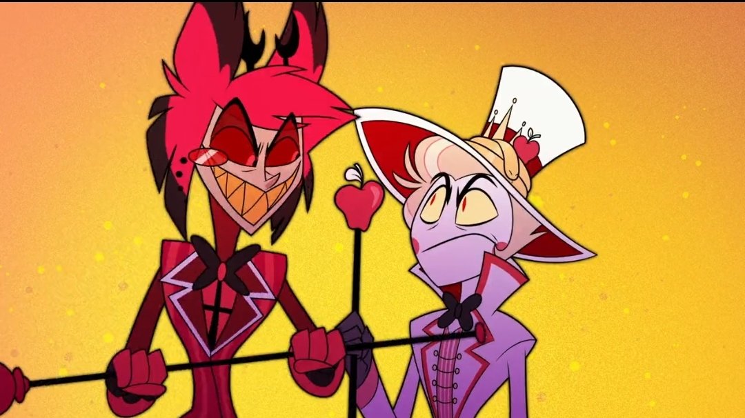 It does makes me very insane how even without the matching Valentine's Day outfits. Alastor and Lucifer naturally just compliment eachother with their colours so well they don't clash but flow together. #HazbinHotelAlastor #HazbinHotelLucifer #radioapple #bambilu