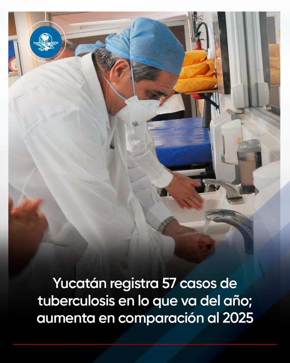 🔴 En lo que va del 2026, Yucatán ha registrado 57 casos de tuberculosis, de los cuales 36 corresponden a hombres y 21 a mujeres.

En la última semana de marzo se confirmaron siete nuevos casos de tuberculosis respiratoria, la cifra semanal más alta del año hasta ahora.