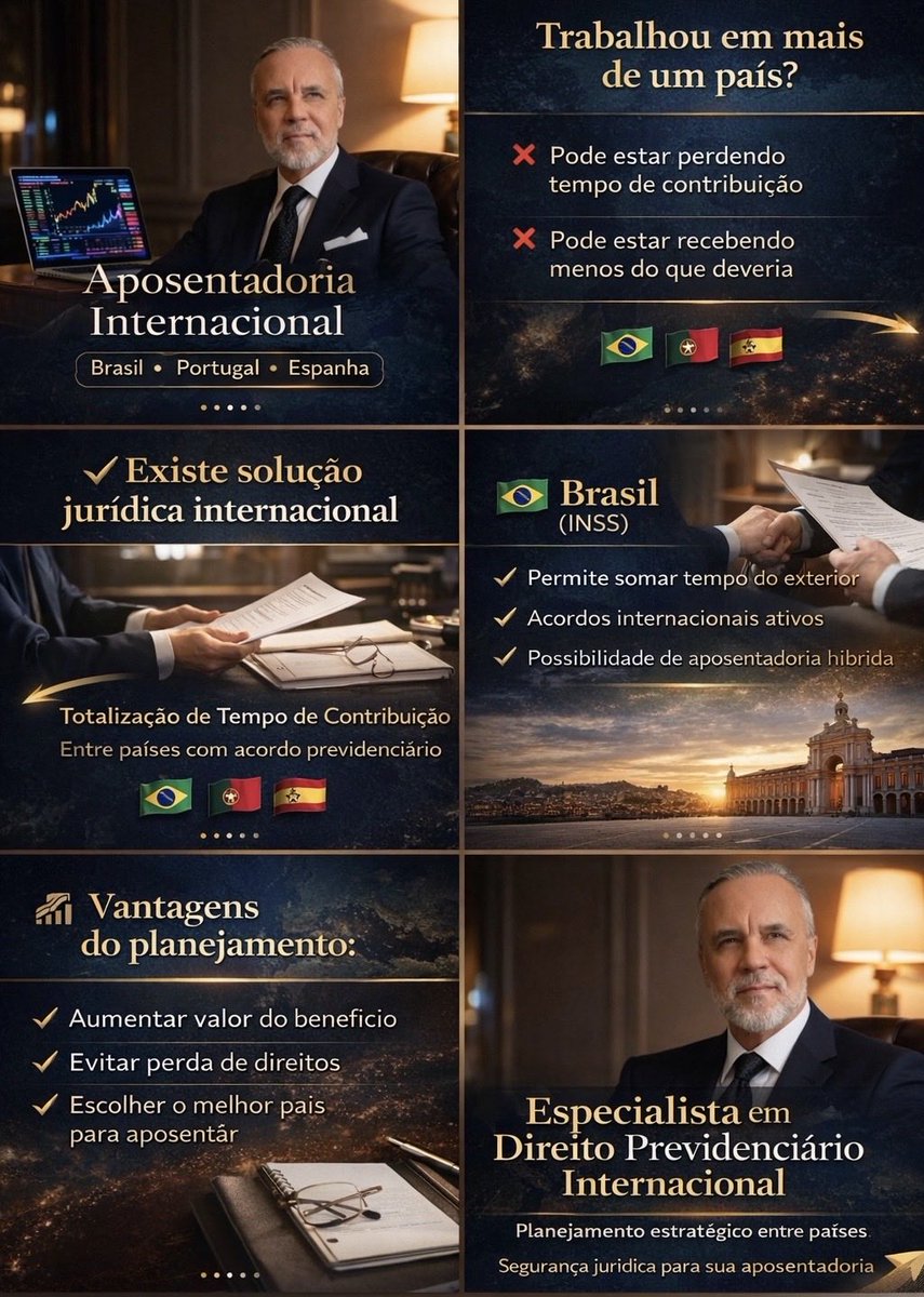 gelsonoliveira's tweet photo. 🚨 VOCÊ PODE ESTAR PERDENDO DINHEIRO NA SUA APOSENTADORIA — E NEM SABE

Se você trabalhou no Brasil, em Portugal ou na Espanha, existe uma alta probabilidade de seus direitos previdenciários não estarem sendo plenamente aproveitados.

A falta de planejamento previdenciário. https://t.co/jEhI3OPffQ