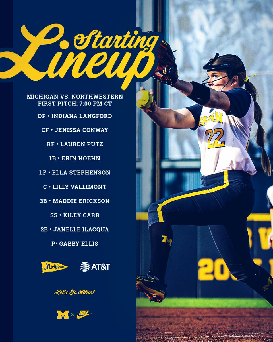 umichsoftball's tweet photo. #GAME37 Starting Lineup.
Live Video >> https://t.co/HmcxW5KJSL
Live Stats >> https://t.co/YqClYFEE1b
#GoBlue | @ATT https://t.co/iPXafBharv