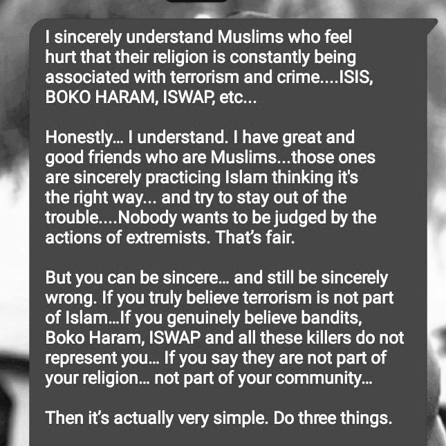 VictorNate5's tweet photo. Are Muslims Terrorist?
@Alex_Barbir 
@BashirAhmaad 
@MuslimsMatters 
#nigeriaisbleeding https://t.co/qrRNDaPtaz