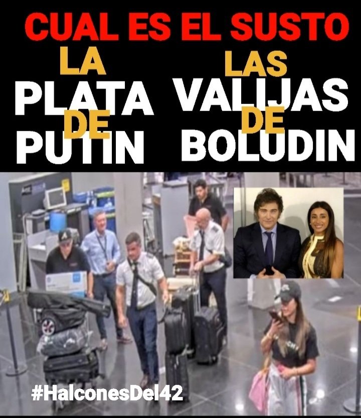 HalconesDel421's tweet photo. @SoyPROpuro Putin
#LaCulpaRusa
#NoOlvidenElCasoAdorni
#BastaDeHumo
Los Libertarios corruptos tuvieron que borrar a Espert por la conexión Narco, silenciaron el ingreso escándaloso de valijas en ezeiza ¿que traían?
Que los asusta?
El caso Adorni...
#GobiernoDeMugre https://t.co/di6D5rHija