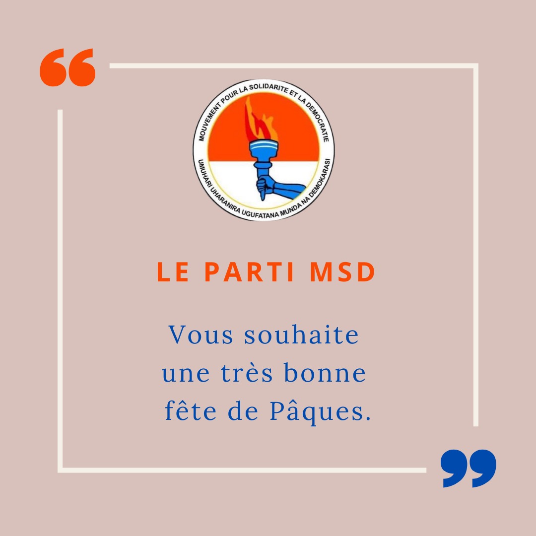 MsdBurundi's tweet photo. Le parti @MsdBurundi vous souhaite de très joyeuses fêtes de Pâques. https://t.co/MQ2oBsFbms