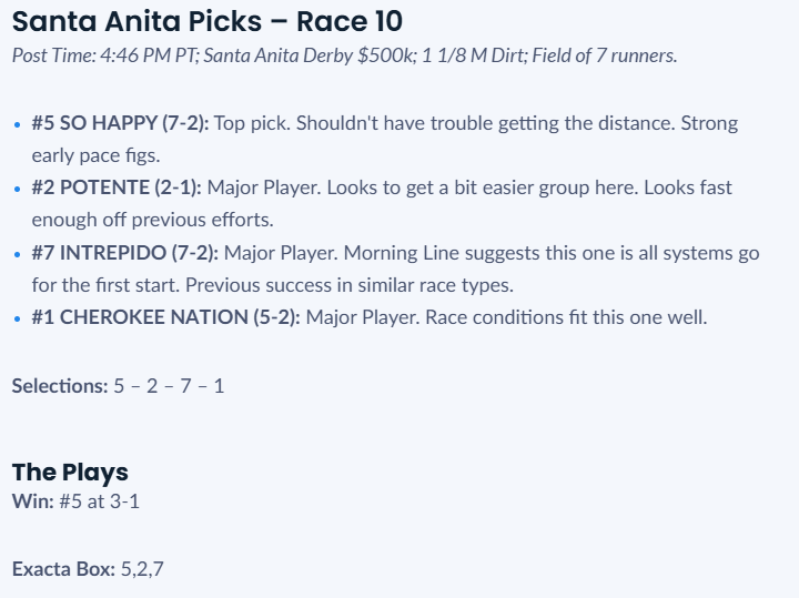 HandicappingT3's tweet photo. 7-1 💥and the exacta if you peeped the scribbles for that #SantaAnitaDerby at @YourBettingNews https://t.co/xo3XbqqJiy
