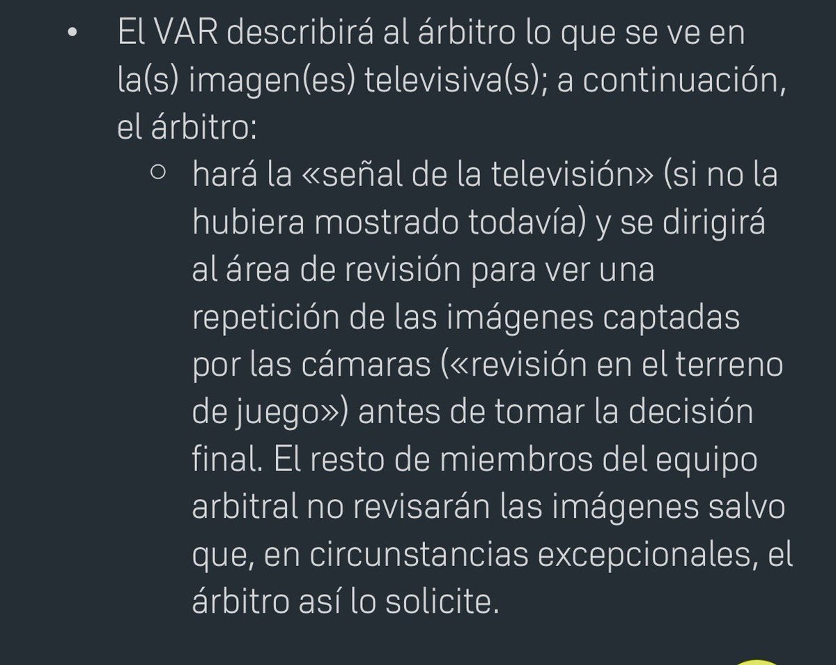 <a href="/DarioMagro/">Darío M.C.</a> Hola Dario. En mi opinión está claro que no y lo he discutido desde hace tiempo con el CTA.
Te paso el protocolo del VAR ADONDE TE DICE QUE LO QUE KE TENGS QUE DECIR ES ANTES DE HACER LA SEÑAL DEL VAR no una vez que esté allí. Para mí puede condicionar.
Tú que eres de letras…