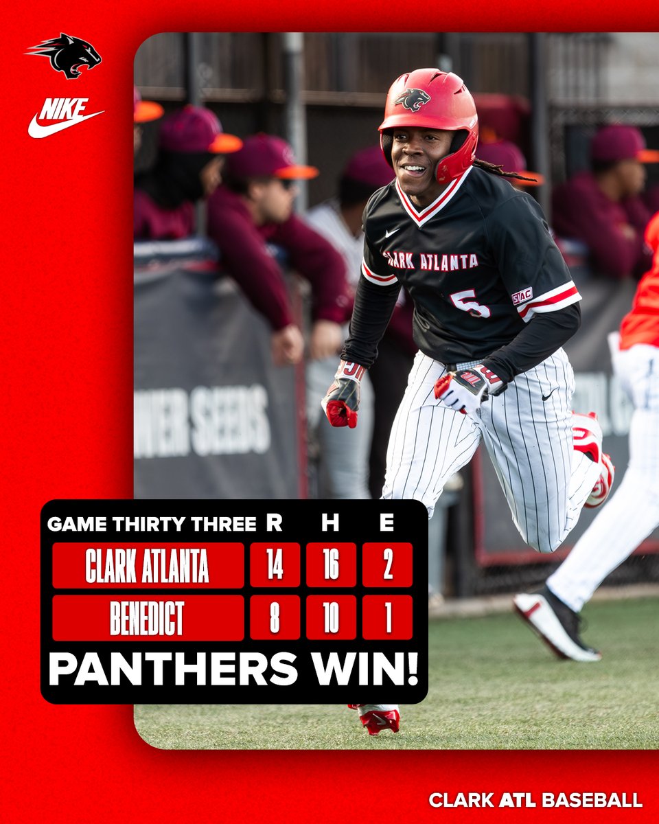 ClarkAtlantaBB's tweet photo. 𝐒𝐄𝐑𝐈𝐄𝐒 𝐖𝐎𝐍! ⚾️🔥🐾 

#GoPanthers🐾 | #WeAreCAU https://t.co/yLwOCBoCXk