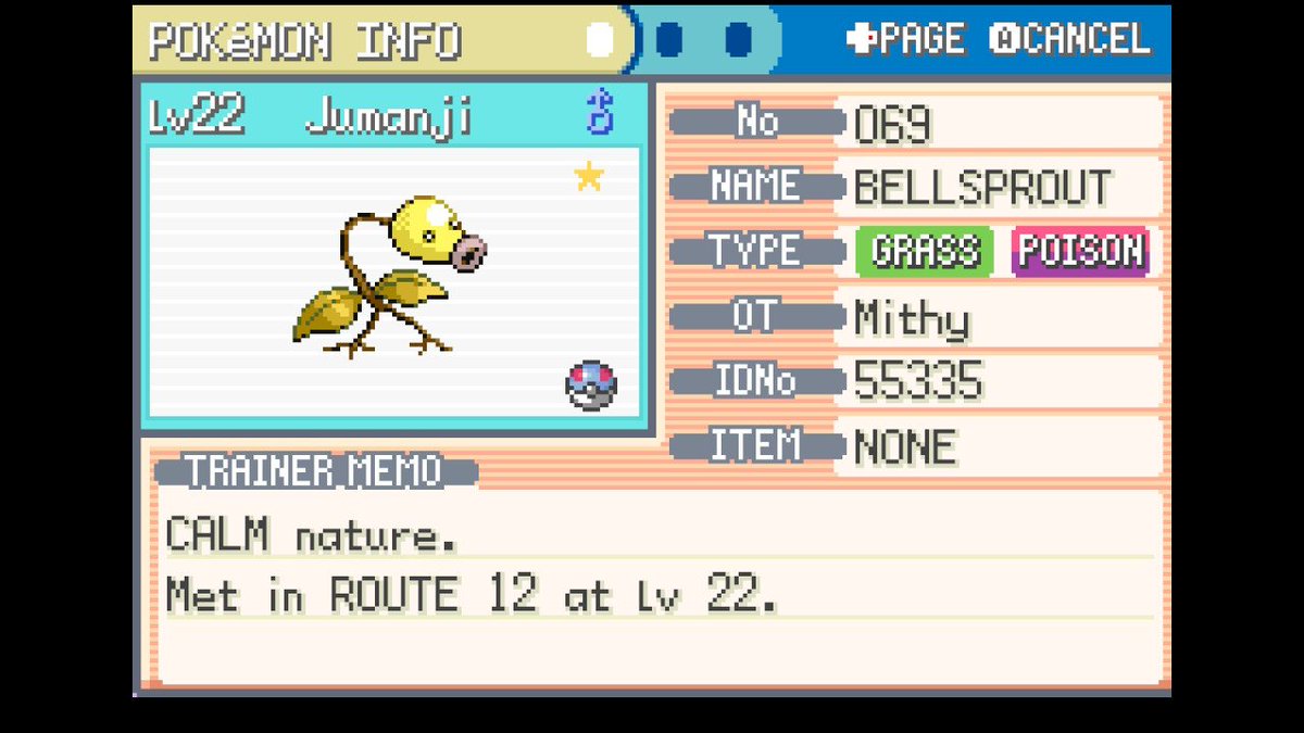 redemode's tweet photo. After a total of 12,511 encounters, on route 12, my longest phase for a hunt so far and my second longest hunt ever. I've found Jumanji The Bellsprout the 4th member of my DTQ. https://t.co/INBzzB9NzX