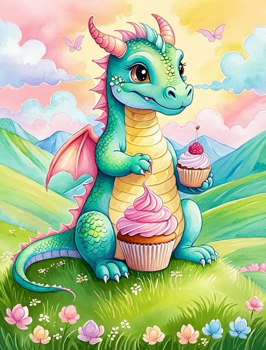 NateHartPrints's tweet image. A softer side of fantasy.

The Dragon’s Cupcake blends playful character and pastel tones into a light, cheerful scene.

printsbynatehart.com/b/R5Sme

#FantasyArt #WhimsicalArt #WallArt #PrintsByNateHart
