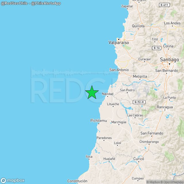 RedGeoChile's tweet image. REVISADO ⚠️ | Un sismo de magnitud 4.2 (MLv) ocurrió a las 23:32:58 horas de hoy, sábado 04 de abril de 2026, a 29 km al oeste de #Navidad (región de #OHiggins), con una profundidad de 25 kilómetros (Fuente: #CSN).

• El principal sismo de la secuencia sísmica en lo que va de