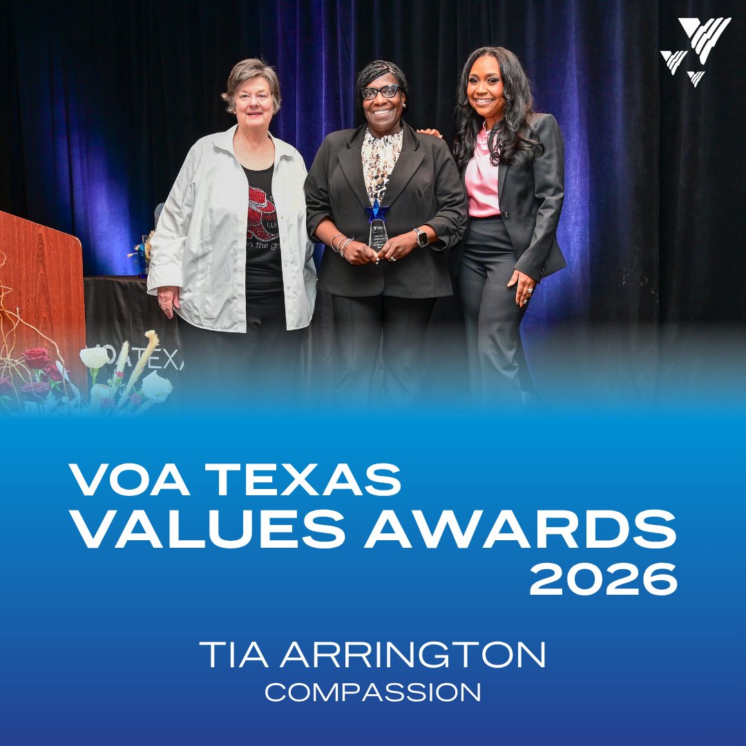 Congrats to Tia Arrington, DFW IDD Director, our VOA Texas Compassion Award winner! Her kindness and warmth make a difference every single day.

#VOATexas #Compassion #Values