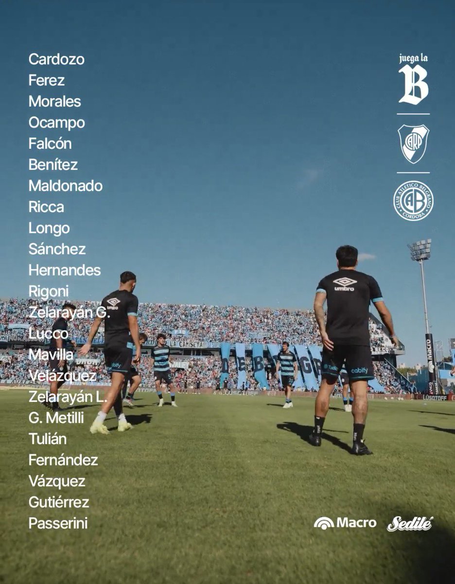 📋🏴‍☠️ ¡La lista de jugadores CITADOS por #Belgrano para visitar a #River por la fecha 13 del Torneo Apertura!

‼️ Ausentes Licha López y Adrián Spörle. 

✅ Presente Alexis Maldonado.