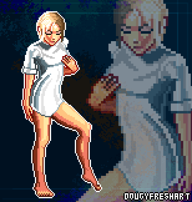 DigDougArt's tweet image. 'Dryfield Motel' sleep wear/lounge outfit 🚿🌙
#ParasiteEve2 #AyaBrea #pixelart