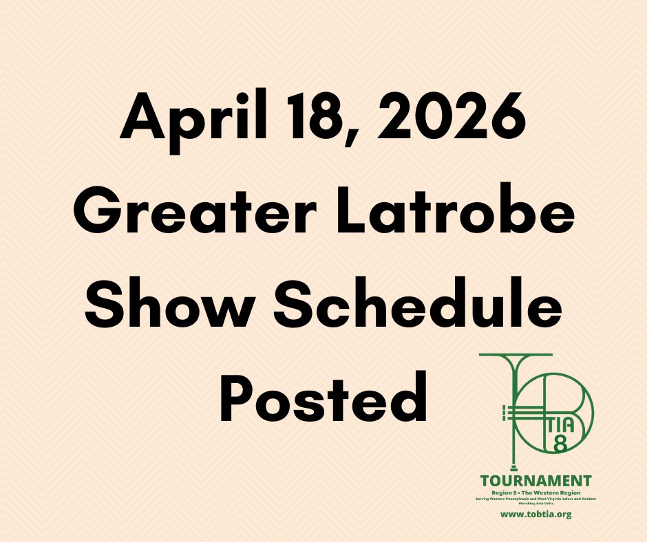 tobtia8's tweet photo. We have another schedule ready for you so you can plan to attend the Region 8 show at Greater Latrobe High School on April 18th!

https://t.co/fb18efpbCD https://t.co/v2gPv7a9yZ