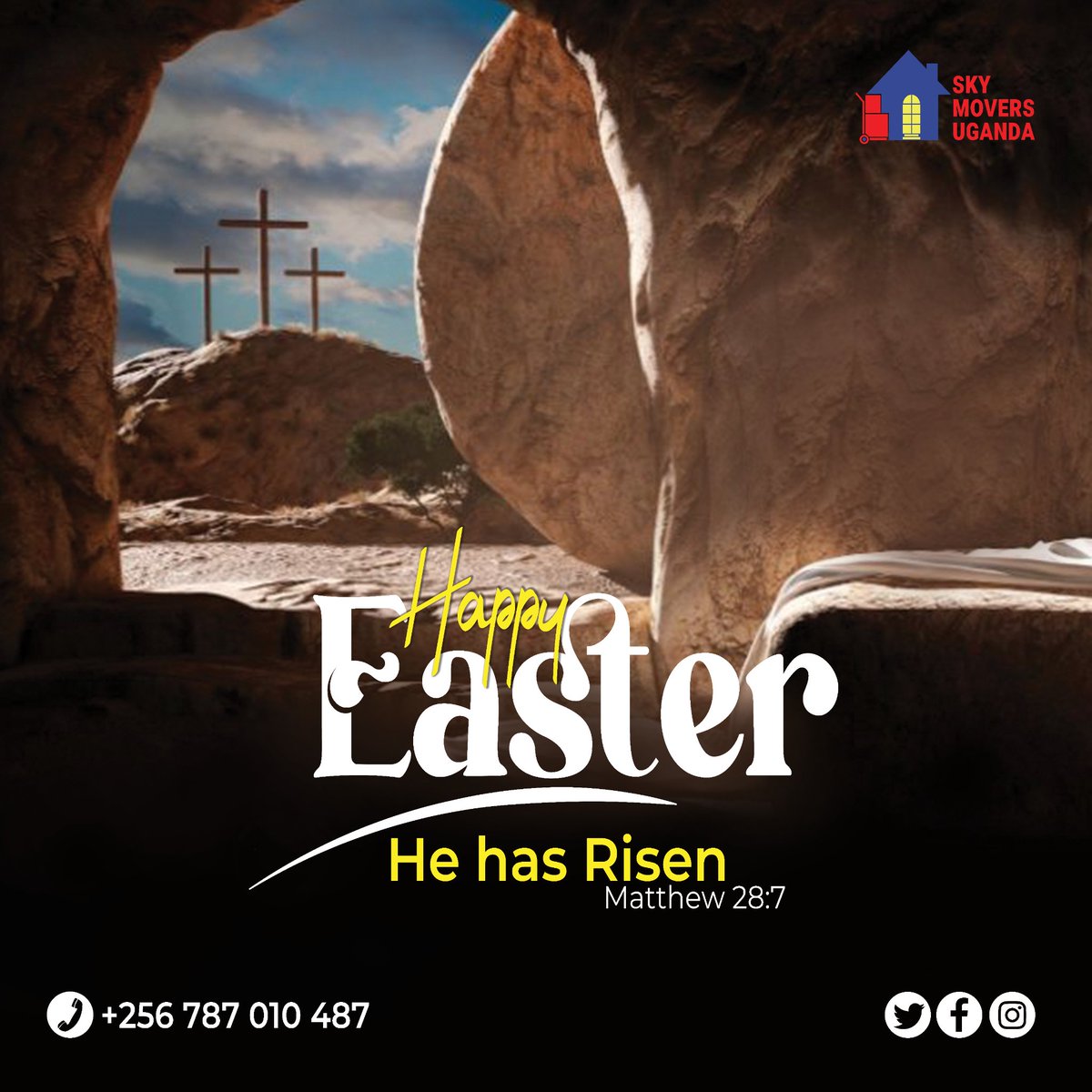 skymoversug's tweet photo. He is risen! ✝️
This Easter, we celebrate hope, renewal, and new beginnings.
From all of us at Sky Movers Uganda, may your home and heart be filled with joy and peace. https://t.co/K7Vg8cTDo9